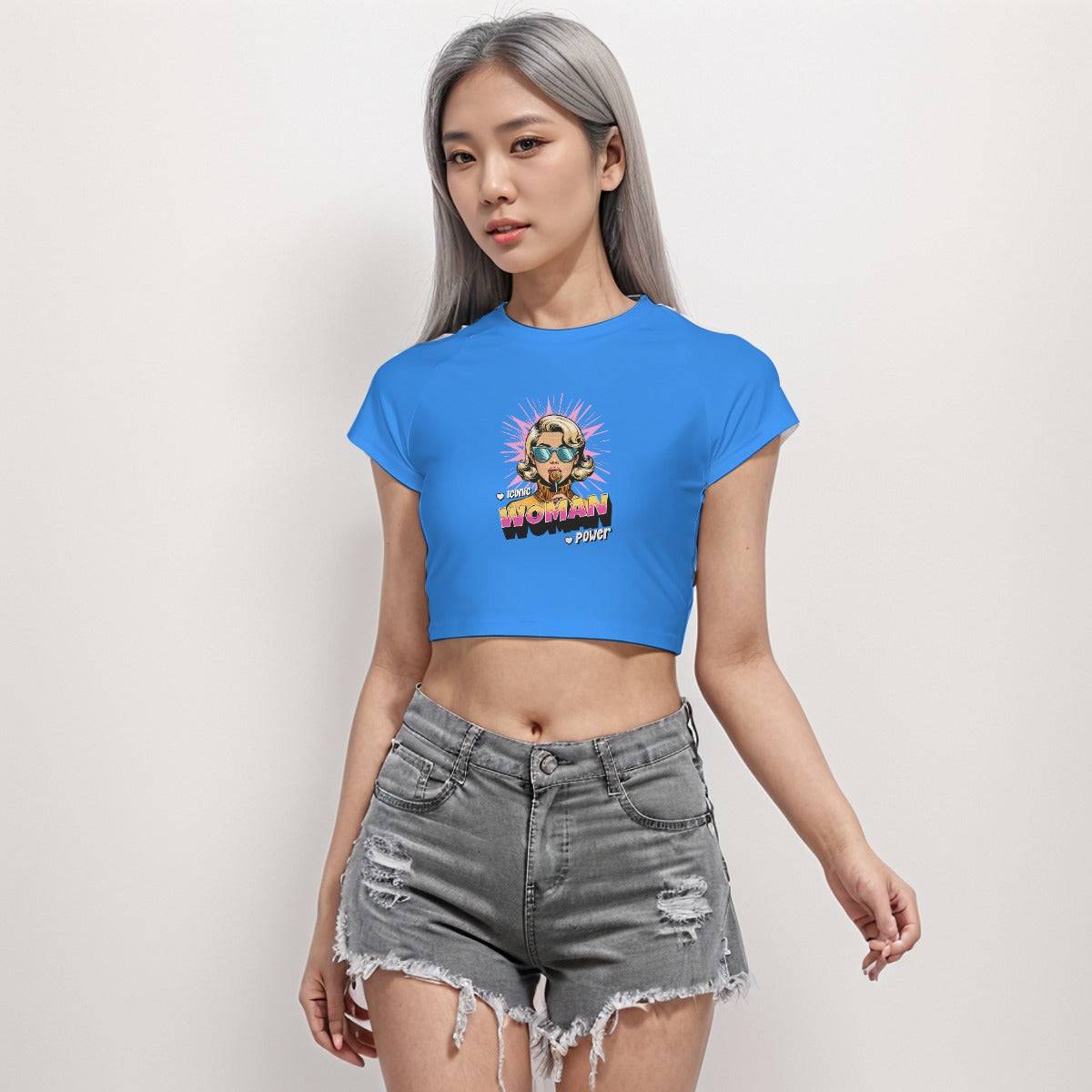 Cropped Workout Top T-Shirt Iconic Woman | Apparel Printing - Weave West
