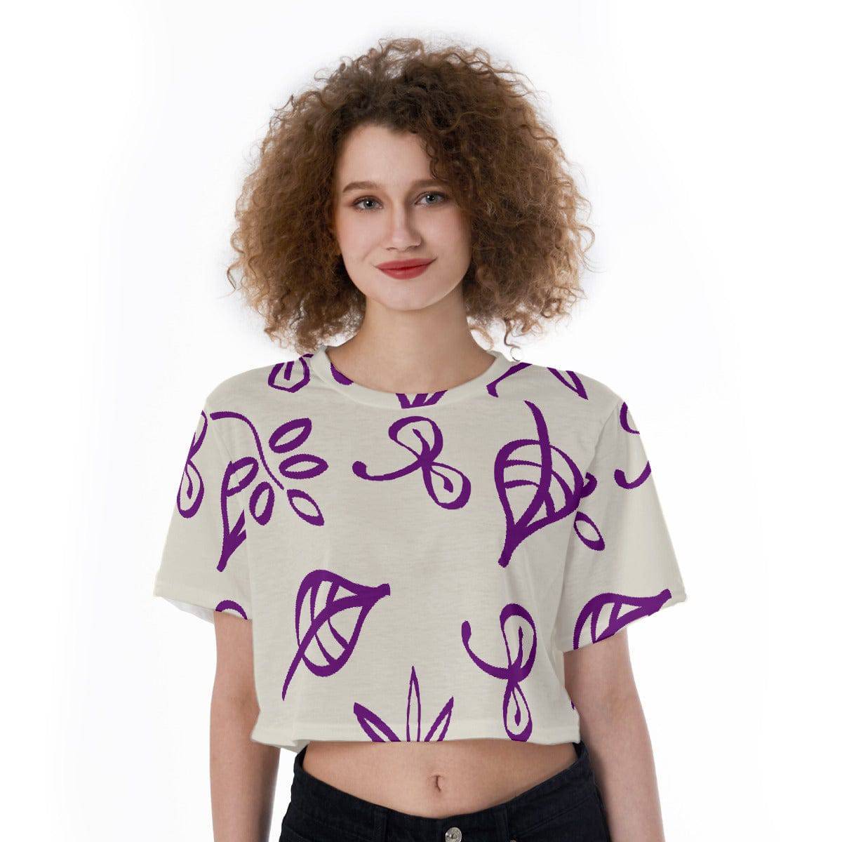 Casual Boxy Crop Tee Lavender Leaf | Boxy Crop Workout Tee - Weave West