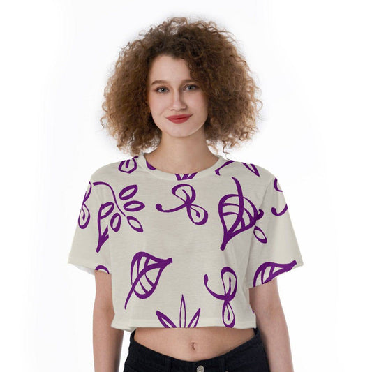 Casual Boxy Crop Tee Lavender Leaf | Boxy Crop Workout Tee - Weave West