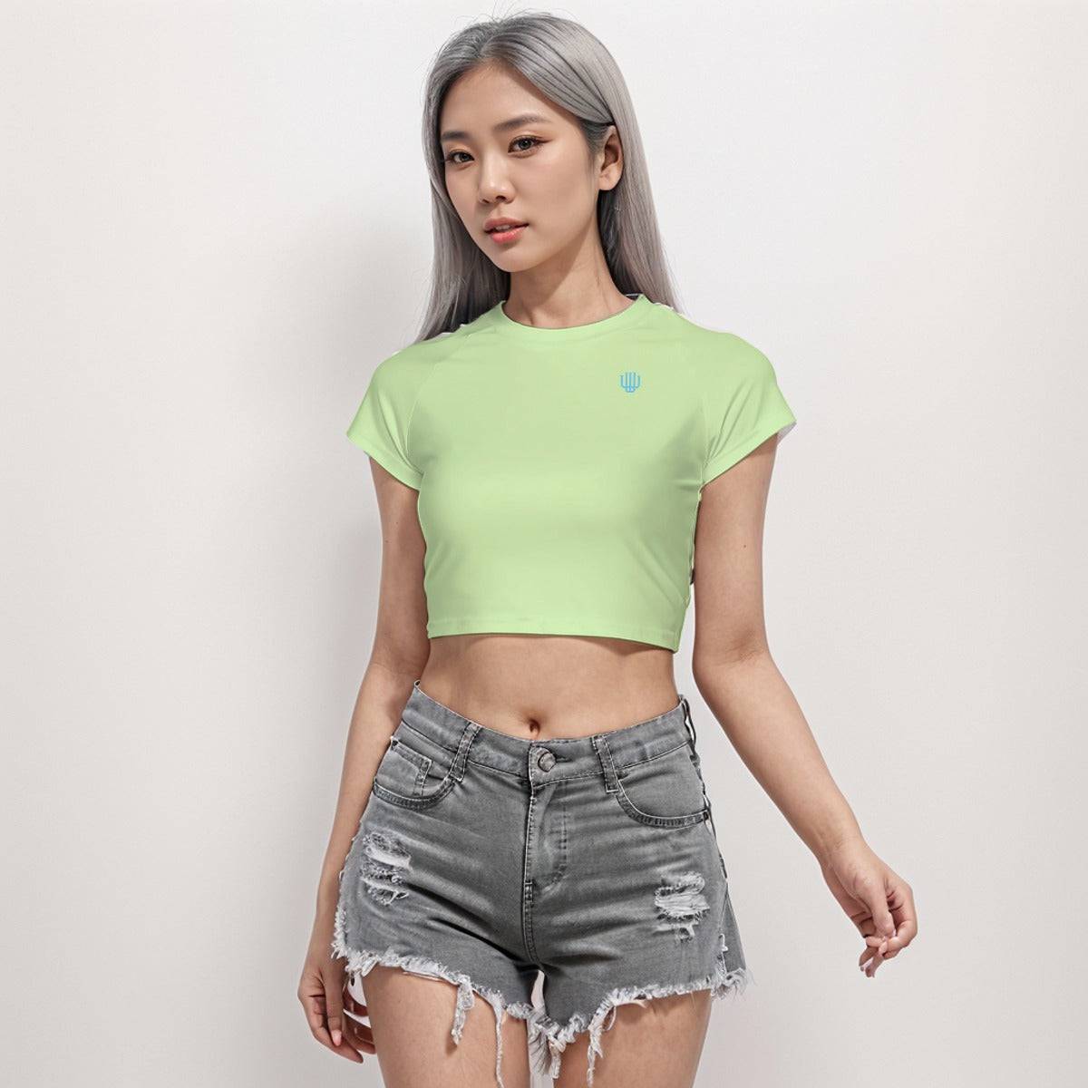 Cropped Workout Top T-Shirt | Raglan Crop T-Shirt Lemon Lime - Weave West