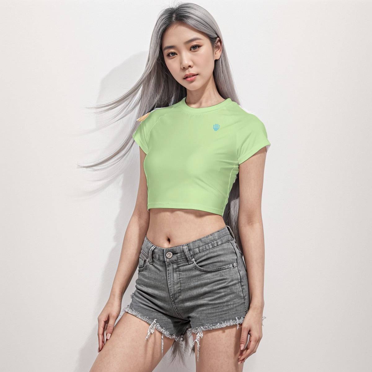 Cropped Workout Top T-Shirt | Raglan Crop T-Shirt Lemon Lime - Weave West