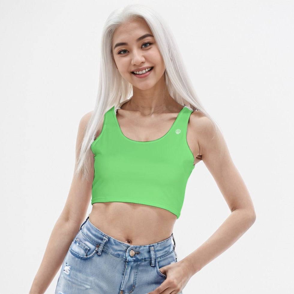 Sport Cropped Workout Tank Top Lime Zest | Dry Fit Cropped Tank Top - Weave West