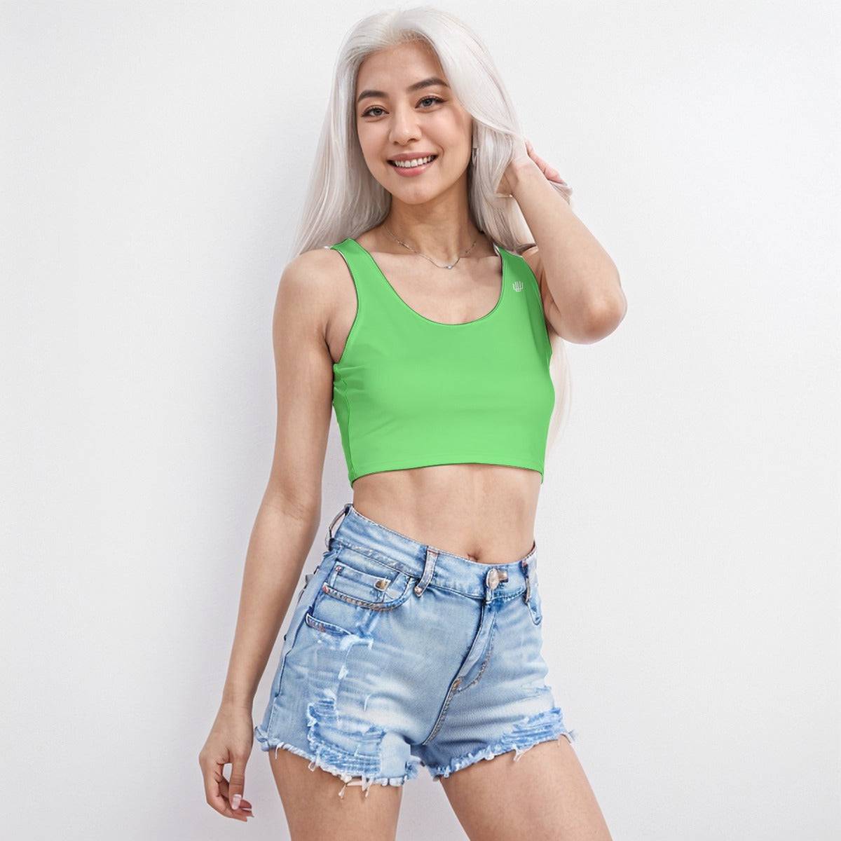 Sport Cropped Workout Tank Top Lime Zest | Dry Fit Cropped Tank Top - Weave West