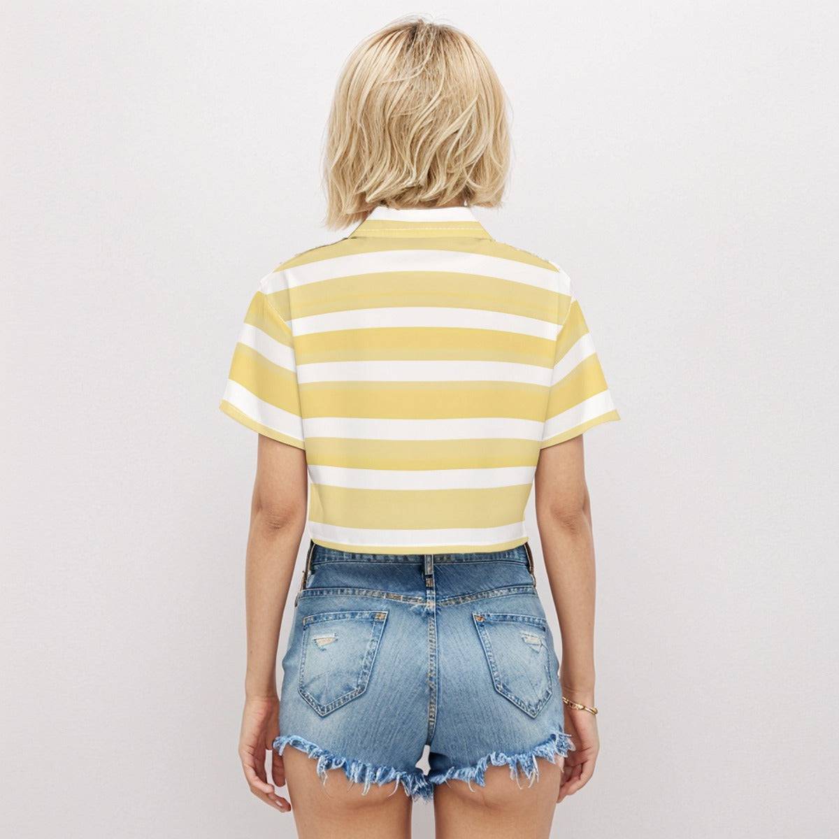 Boxy Short Sleeve Crop Shirt Stripe | Boxy Crop Boyfriend Shirt - Weave West