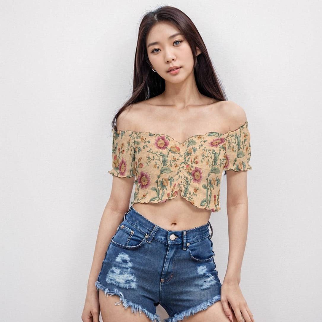 Off Shoulder Crop Blouse  Plant 3 | Off Shoulder Crop Top - Weave West