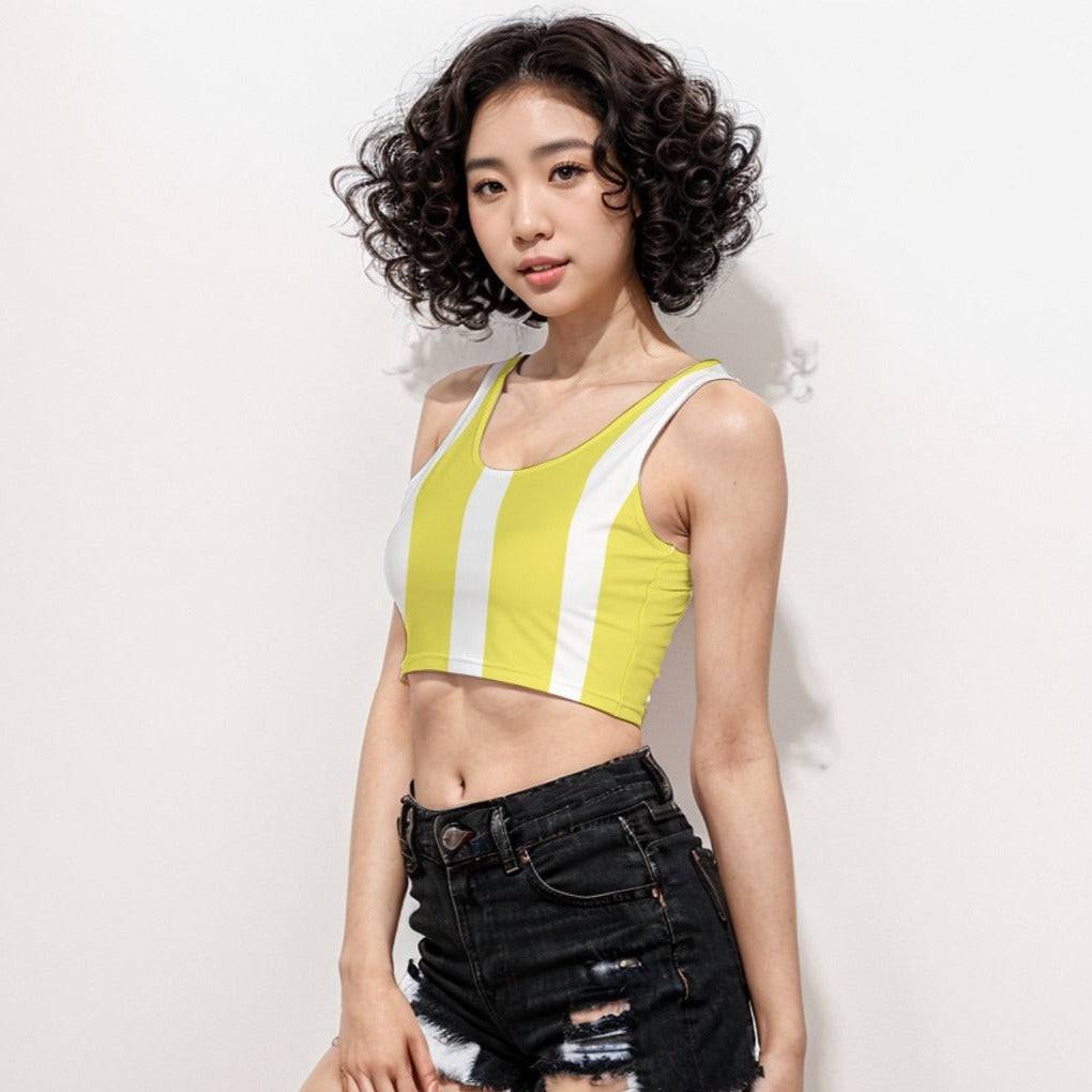 Sport Cropped Workout Tank Top Stripes | Dry Fit Cropped Tank Top - Weave West