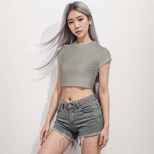 Cropped Workout Top T-Shirt | Raglan Crop T-Shirt Warm Ash - Weave West