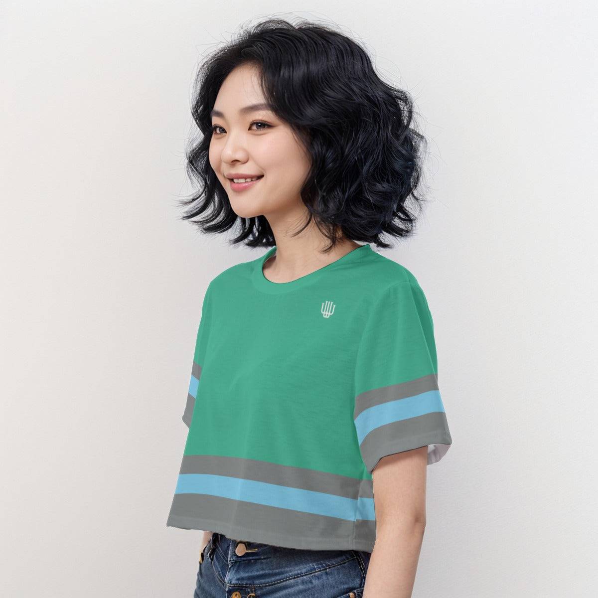 Casual Boxy Crop Tee Oceanic Teal | Boxy Crop Workout Tee - Weave West