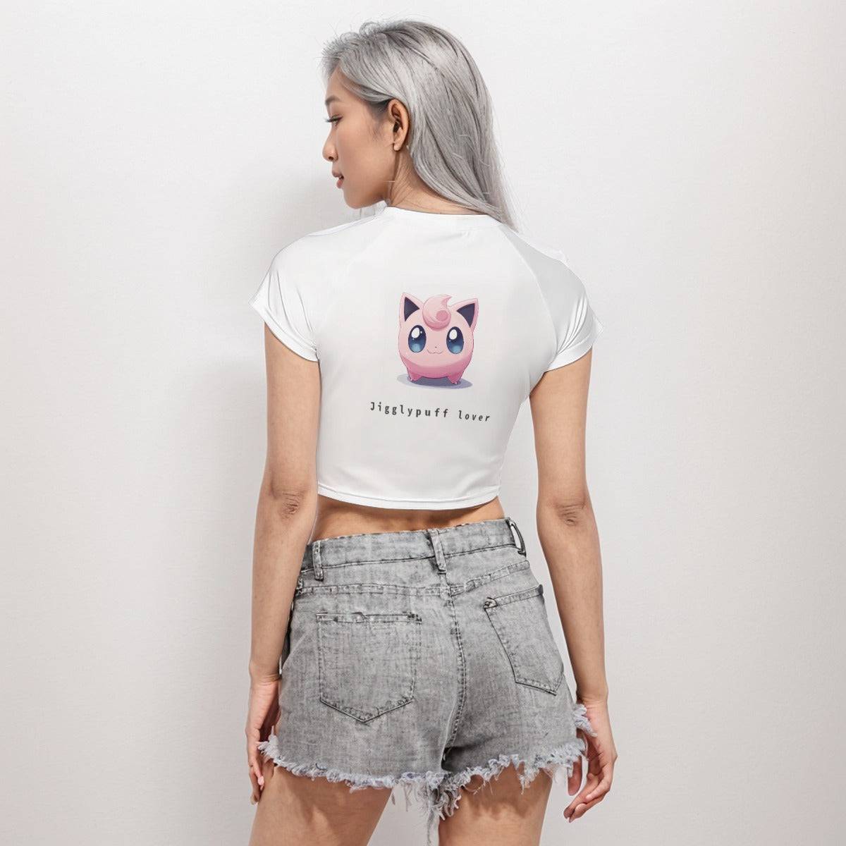 Cropped Workout Top T-Shirt Jigglypuff Lover | Apparel Printing - Weave West